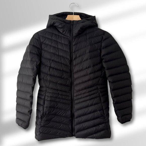 🖤 Lands’ End Packable Lightweight Black Hooded Jacket Women’s S/P 6-8 - Picture 1 of 8